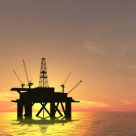 sunset oil rig